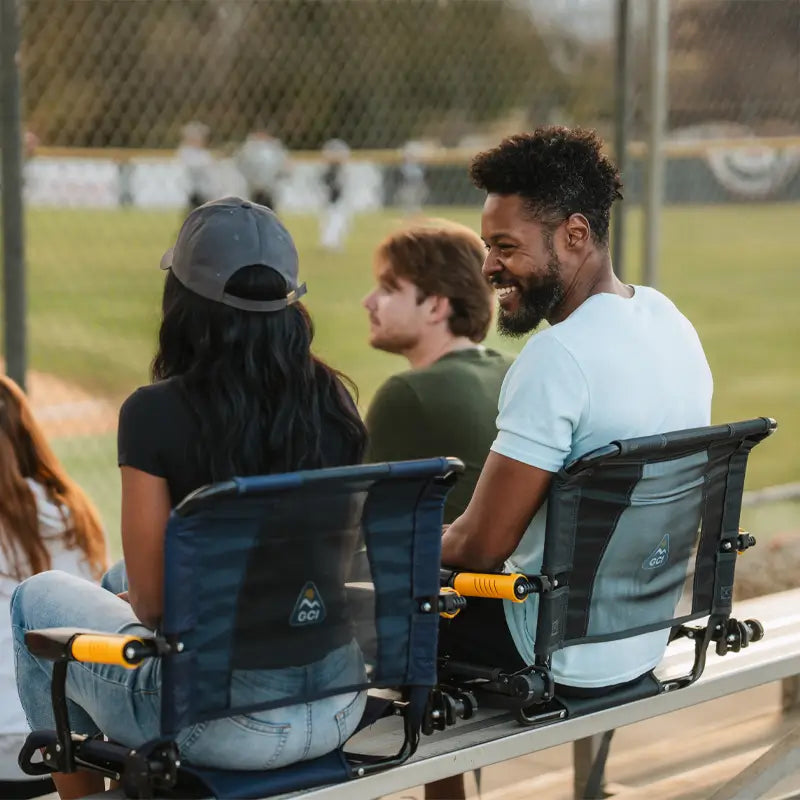 Premium All-Weather Stadium Rock-Cliner - Choice 540 - Heavy-Duty Kickback Rocker with Beverage Holder Detail