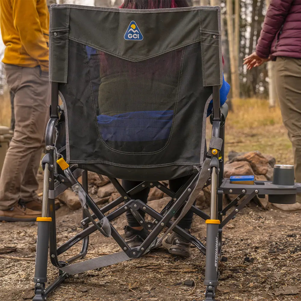 Premium All-Weather Stowaway Rocker with Side Table - Choice 253 - RoadTrip Rocker Smooth Motion Camp Chair Detail