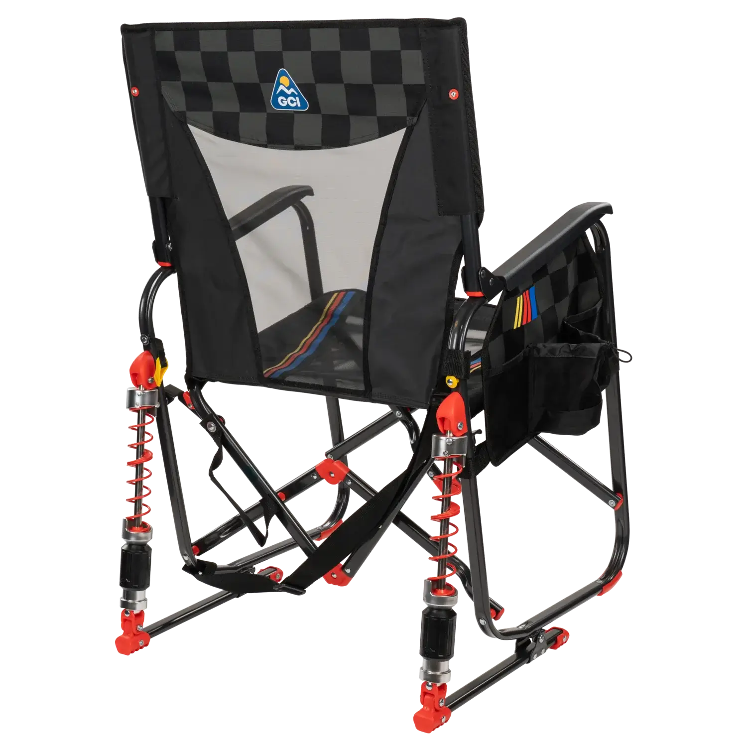 Premium All-Weather Adjustable Rocker - NASCAR - Choice 899 - Heavy-Duty Kickback Rocker with Beverage Holder Detail