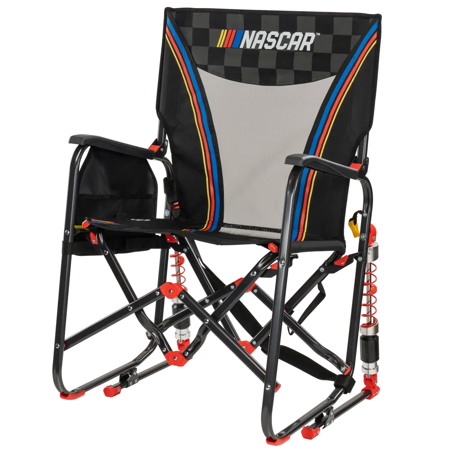 Premium All-Weather Adjustable Rocker - NASCAR - Choice 899 - Heavy-Duty Kickback Rocker with Beverage Holder Detail