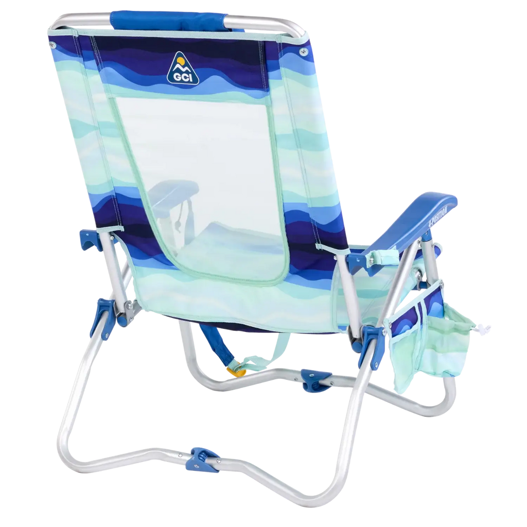 Low-Profile Bi-Fold Beach Chair - Choice 601 - Multi-Position Outdoor Beach Chair with Pillow Detail