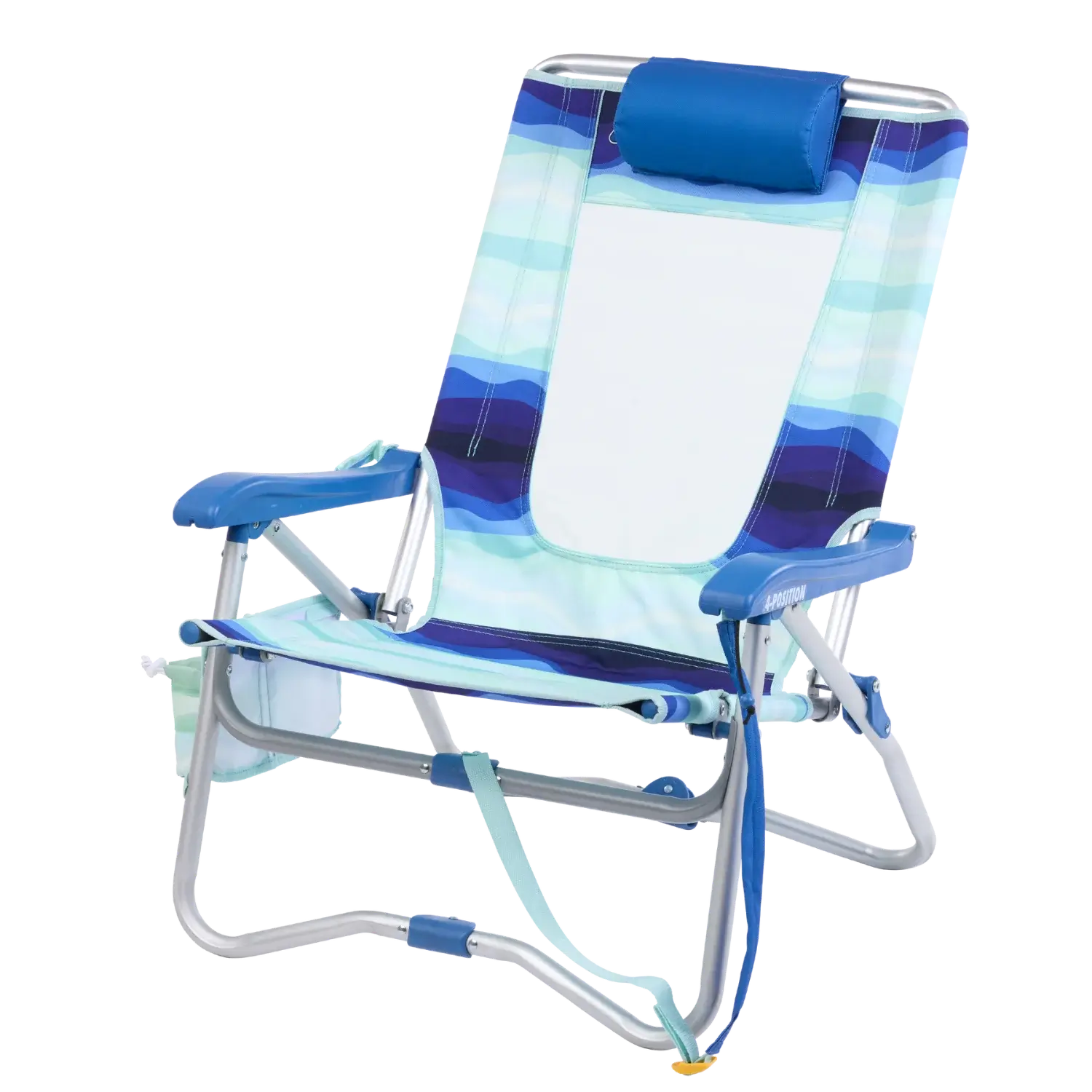 Low-Profile Bi-Fold Beach Chair - Choice 601 - Multi-Position Outdoor Beach Chair with Pillow Detail