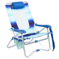 Low-Profile Bi-Fold Beach Chair - Choice 601 - Multi-Position Outdoor Beach Chair with Pillow - Wave