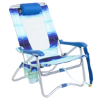 Low-Profile Bi-Fold Beach Chair - Choice 601 - Multi-Position Outdoor Beach Chair with Pillow - Wave