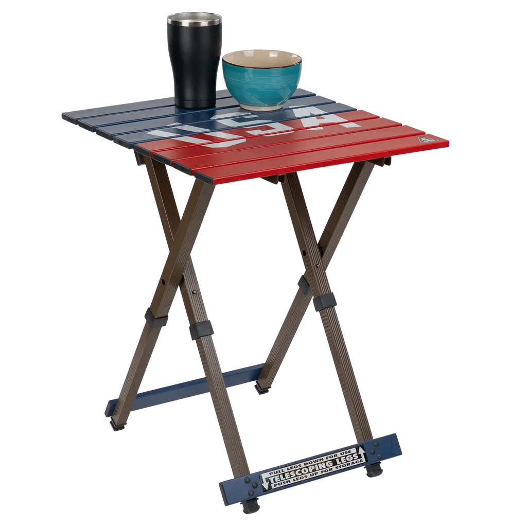 Portable Staging Compact Camp Table 20 - USA Anniversary Deluxe - Choice 757 - Portable Camping Table with Heat-Resistant Countertop Detail