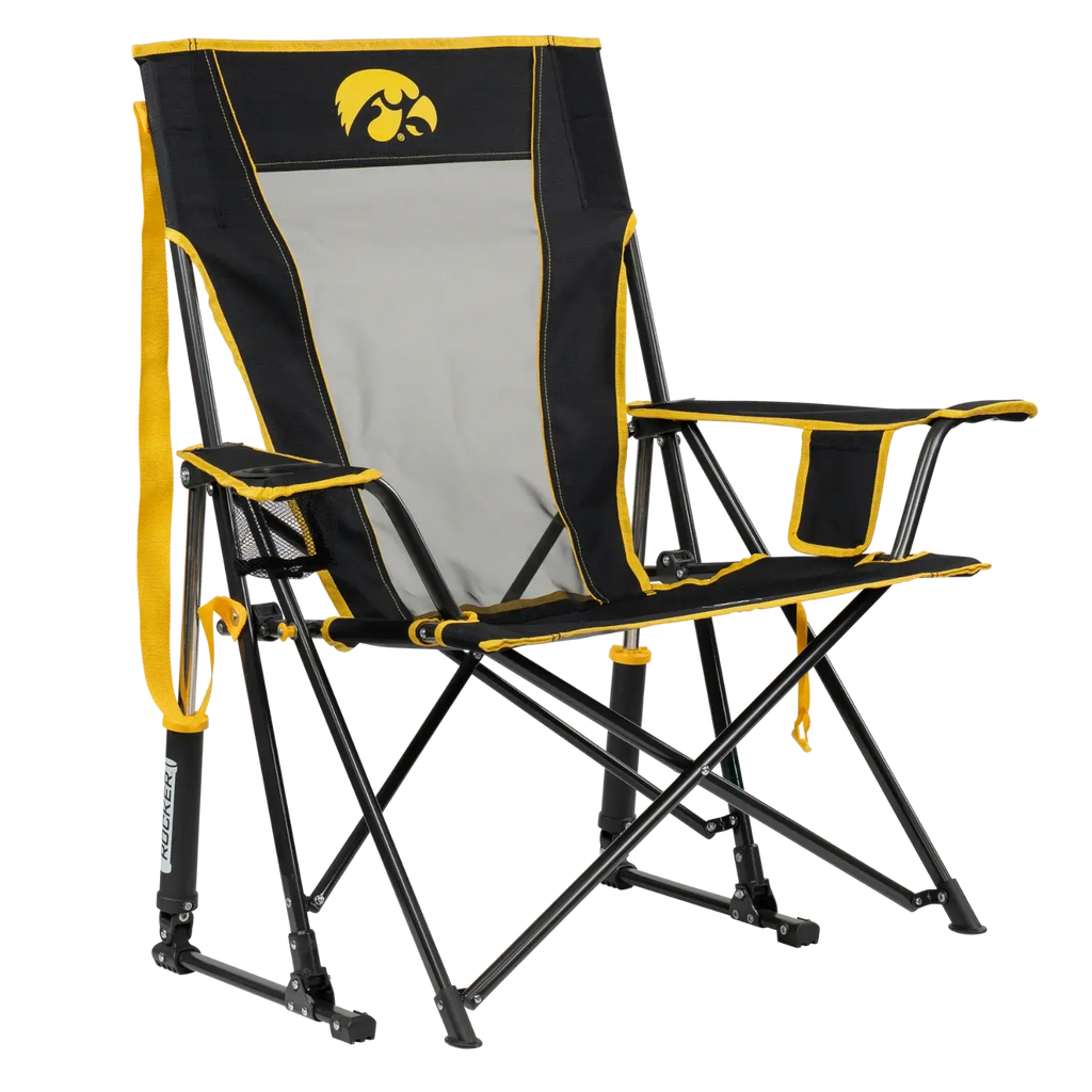 Premium All-Weather College Comfort Pro Rocker - Iowa Hawkeyes - Choice 249 - RoadTrip Rocker Smooth Motion Camp Chair - Default Title