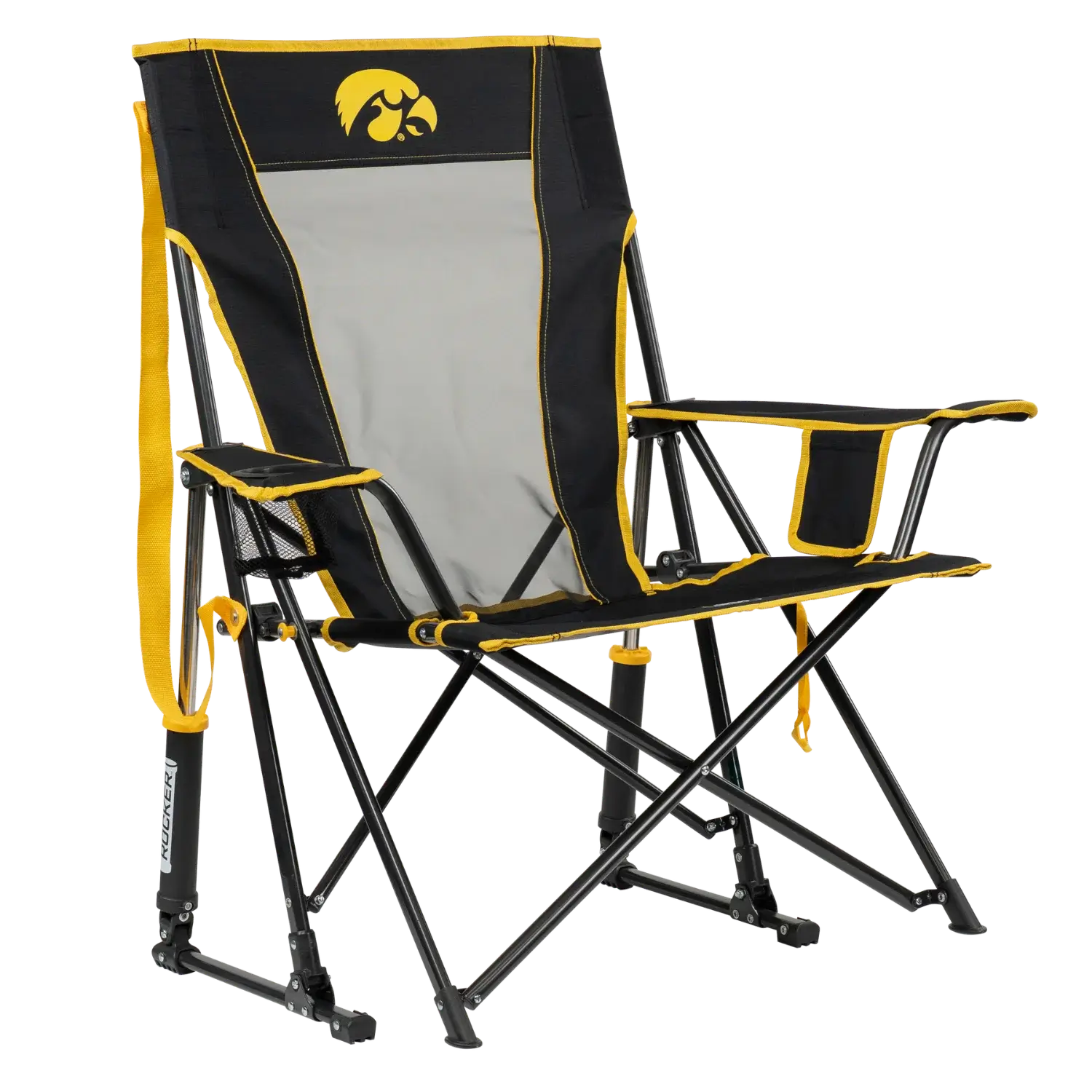 Premium All-Weather College Comfort Pro Rocker - Iowa Hawkeyes - Choice 249 - RoadTrip Rocker Smooth Motion Camp Chair - Default Title