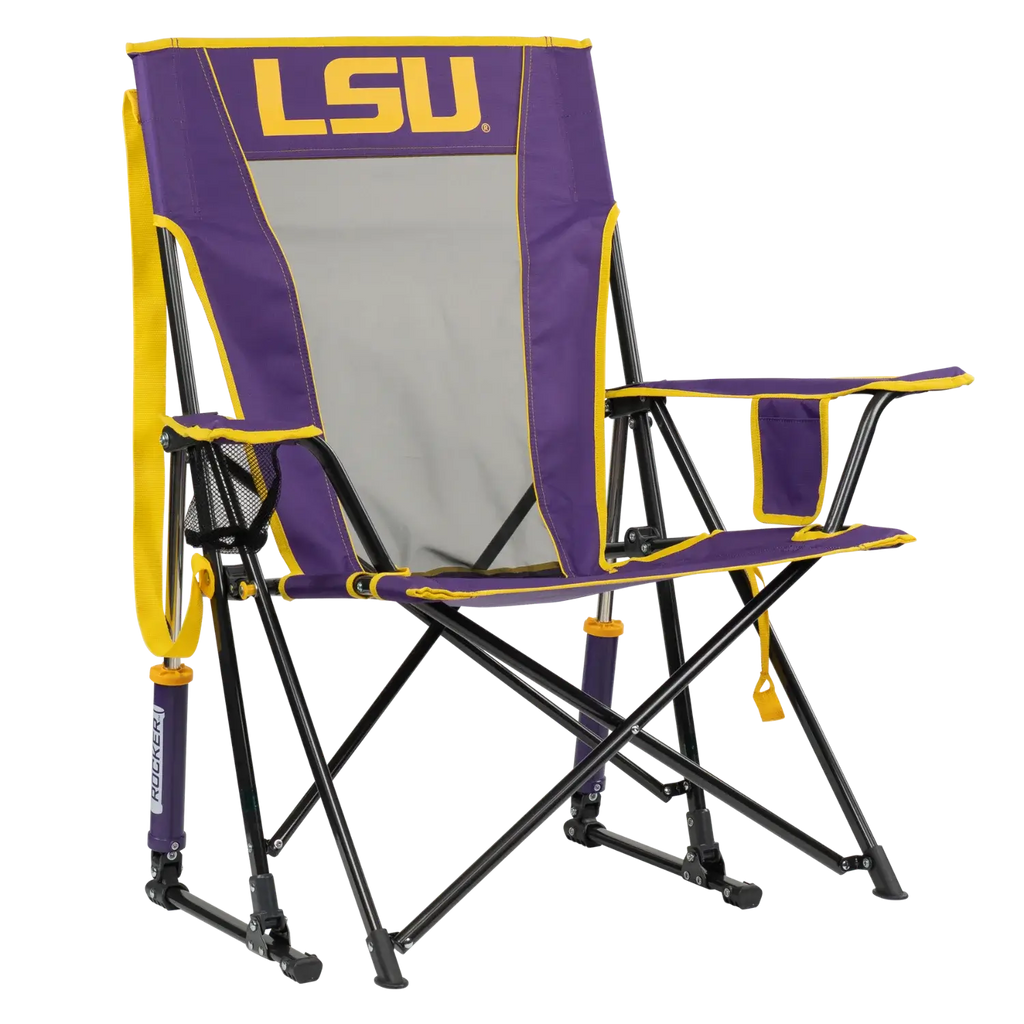 Premium All-Weather College Comfort Pro Rocker - LSU Tigers - Choice 880 - Patented Spring-Action Rocking Chair for Camping - Default Title