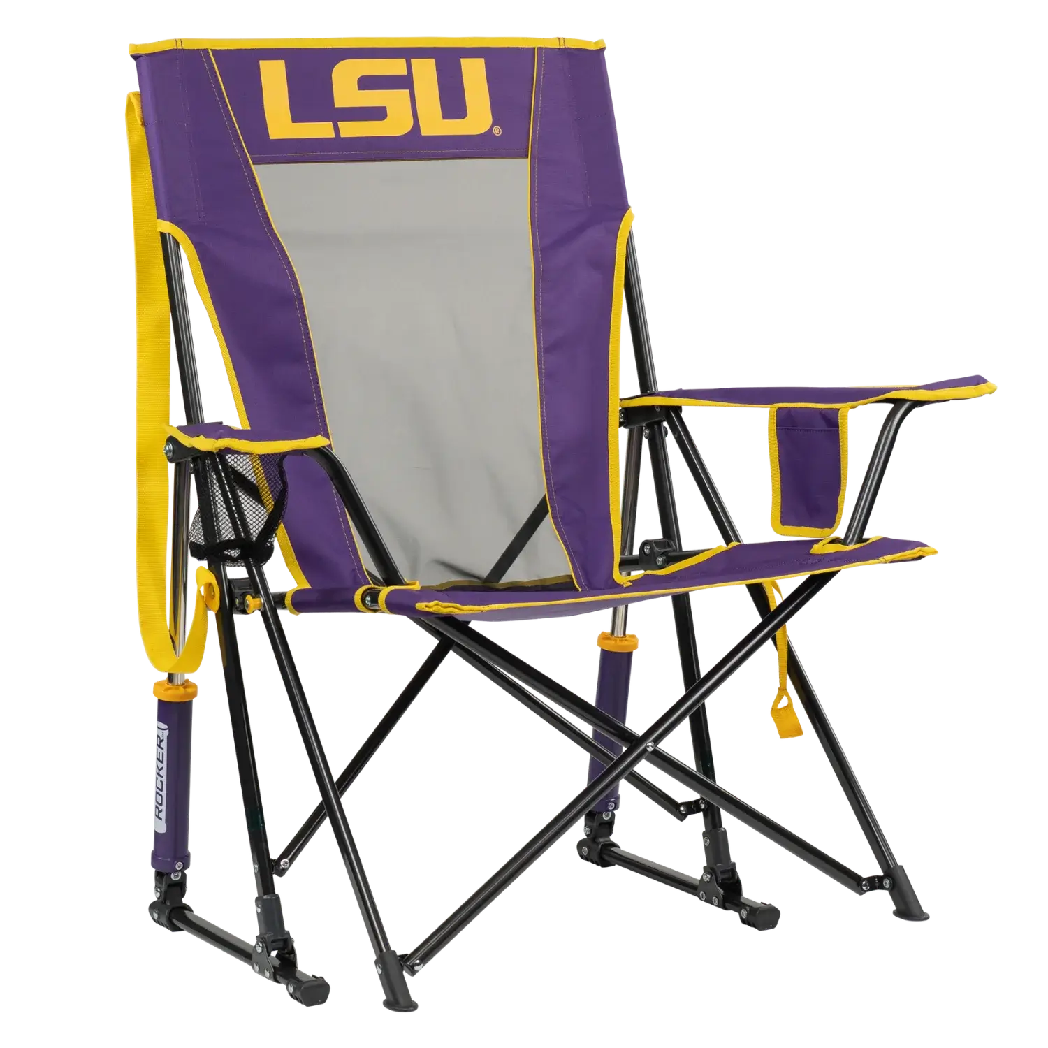 Premium All-Weather College Comfort Pro Rocker - LSU Tigers - Choice 880 - Patented Spring-Action Rocking Chair for Camping - Default Title