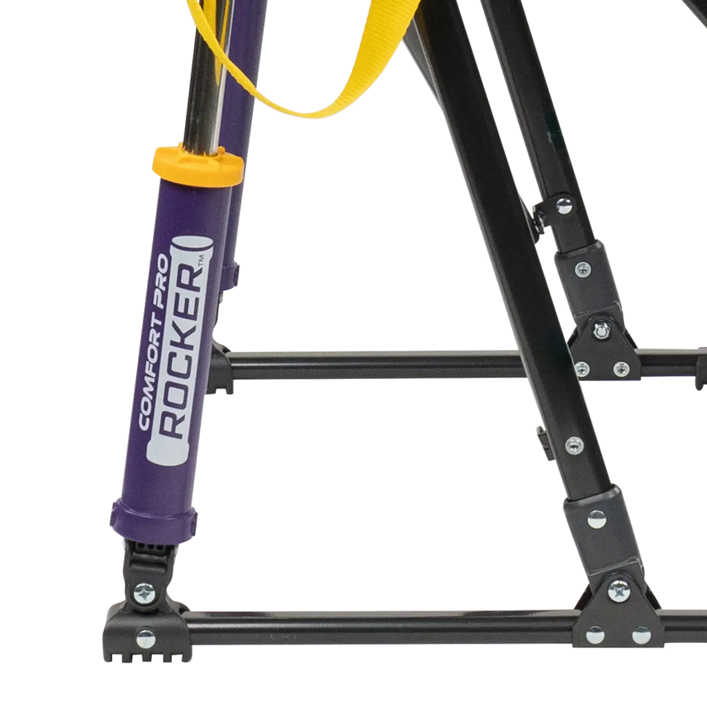 Premium All-Weather College Comfort Pro Rocker - LSU Tigers - Choice 880 - Patented Spring-Action Rocking Chair for Camping Detail