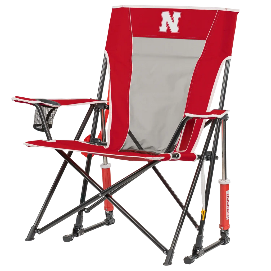 Smooth Motion College Comfort Pro Rocker - Nebraska Cornhuskers - Choice 161 - Heavy-Duty Kickback Rocker with Beverage Holder Detail