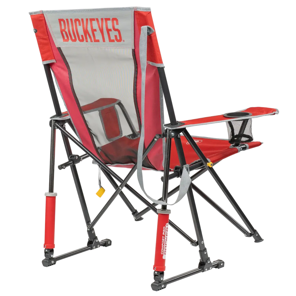 Patented Spring-Action College Comfort Pro Rocker - Ohio State Buckeyes - Choice 676 - Freestyle Rocker Portable Outdoor Folding Chair Detail