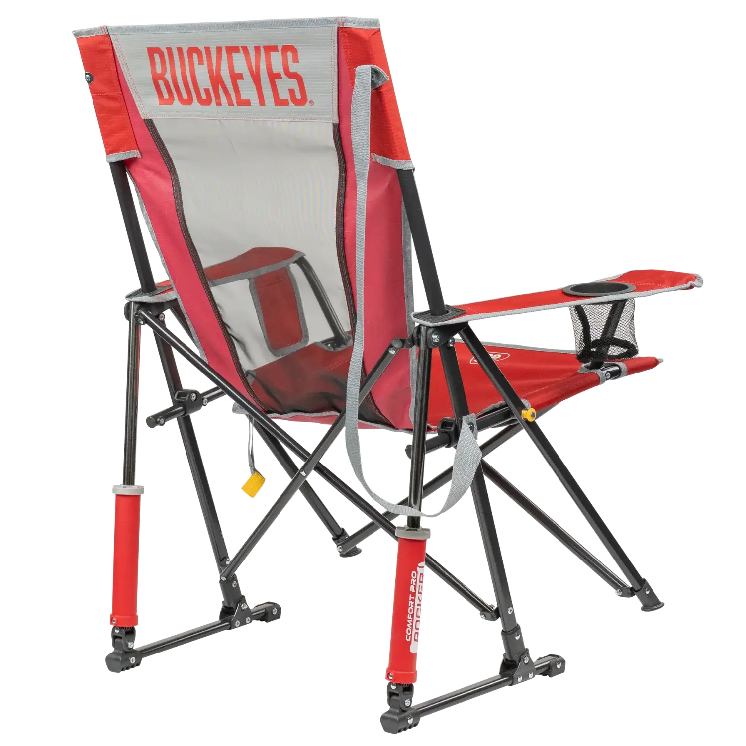 Patented Spring-Action College Comfort Pro Rocker - Ohio State Buckeyes - Choice 676 - Freestyle Rocker Portable Outdoor Folding Chair Detail