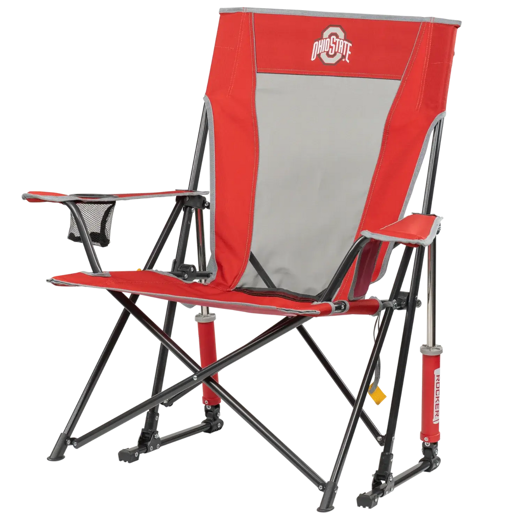 Patented Spring-Action College Comfort Pro Rocker - Ohio State Buckeyes - Choice 676 - Freestyle Rocker Portable Outdoor Folding Chair Detail