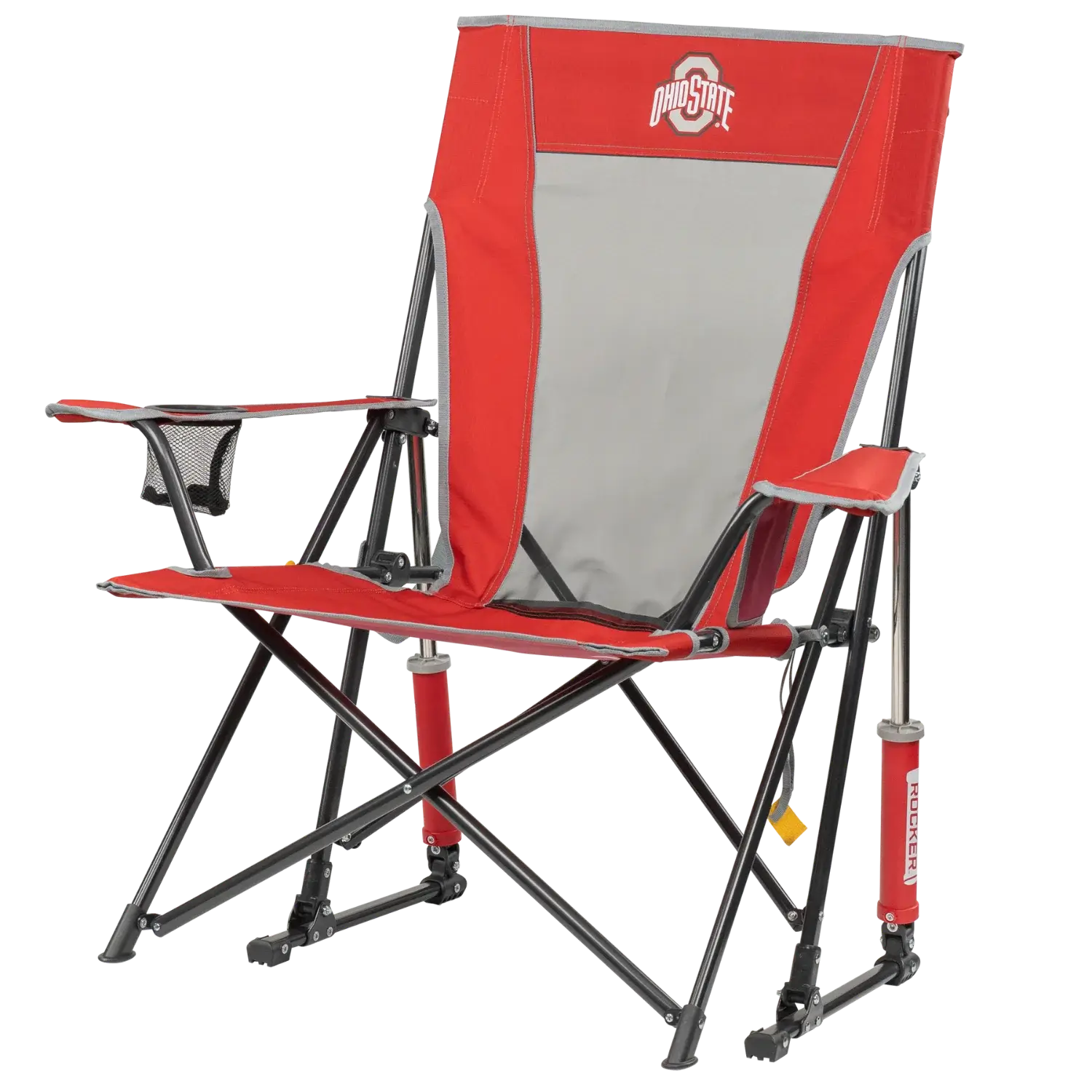 Patented Spring-Action College Comfort Pro Rocker - Ohio State Buckeyes - Choice 676 - Freestyle Rocker Portable Outdoor Folding Chair Detail