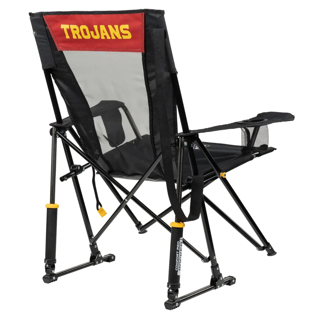 Patented Spring-Action College Comfort Pro Rocker - USC Trojans - Choice 856 - Freestyle Rocker Portable Outdoor Folding Chair Detail