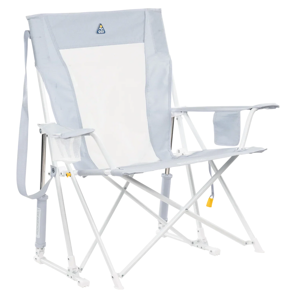 Smooth Motion Comfort Pro Rocker XL - Choice 107 - Heavy-Duty Kickback Rocker with Beverage Holder - Heathered Light Blue