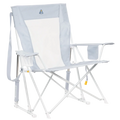 Smooth Motion Comfort Pro Rocker XL - Choice 107 - Heavy-Duty Kickback Rocker with Beverage Holder - Heathered Light Blue