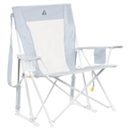 Smooth Motion Comfort Pro Rocker XL - Choice 107 - Heavy-Duty Kickback Rocker with Beverage Holder - Heathered Light Blue