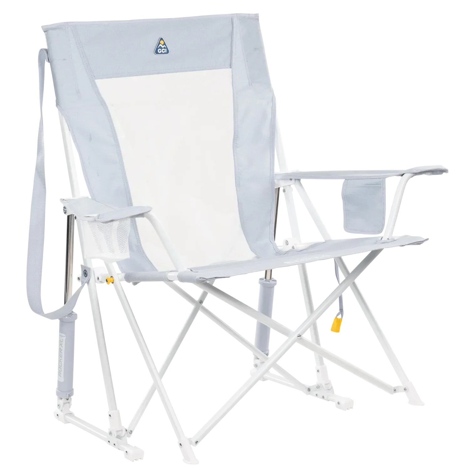 Smooth Motion Comfort Pro Rocker XL - Choice 107 - Heavy-Duty Kickback Rocker with Beverage Holder - Heathered Light Blue