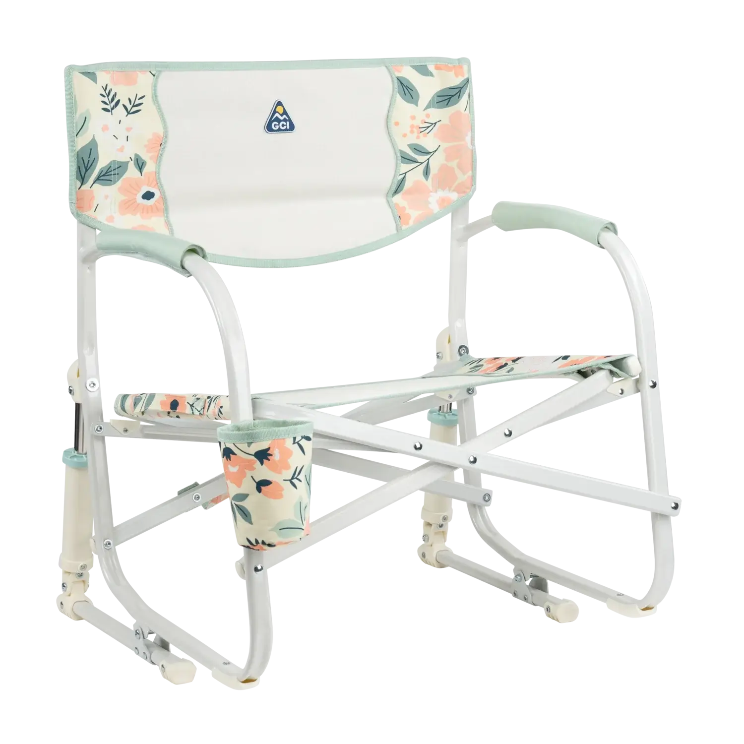 Luxury Camp Grab & Go Rocker - Choice 551 - Freestyle Rocker Portable Outdoor Folding Chair - Floral Bouquet