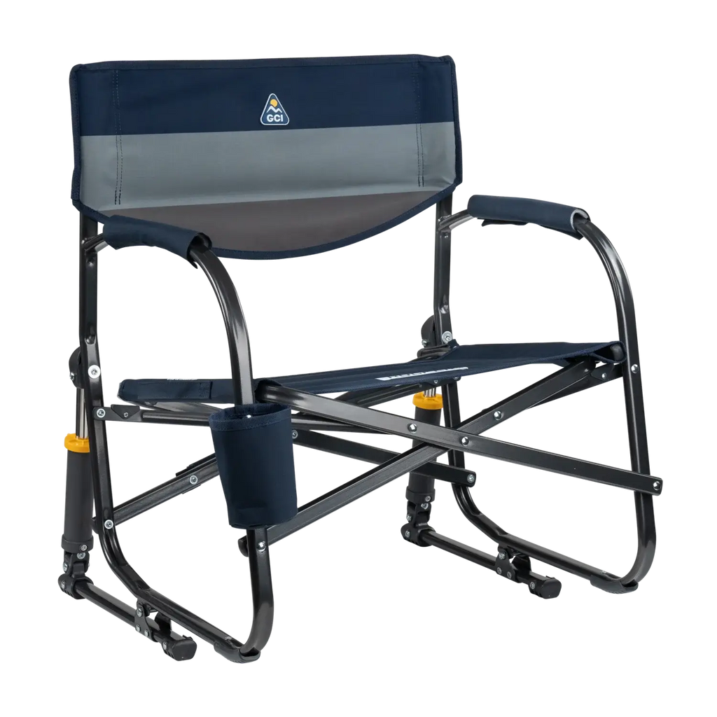 Luxury Camp Grab & Go Rocker - Choice 551 - Freestyle Rocker Portable Outdoor Folding Chair - Indigo Color Block
