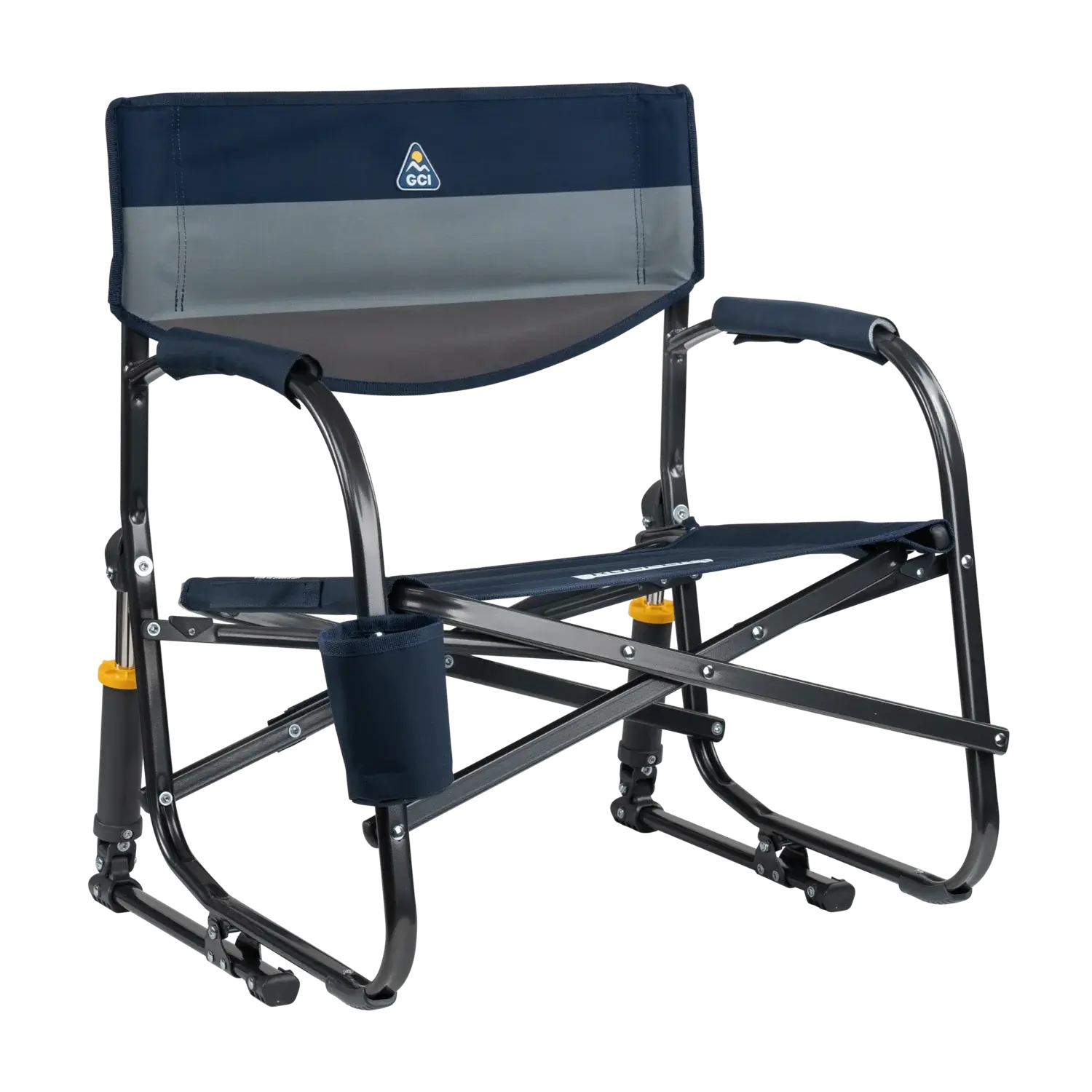Luxury Camp Grab & Go Rocker - Choice 551 - Freestyle Rocker Portable Outdoor Folding Chair - Indigo Color Block
