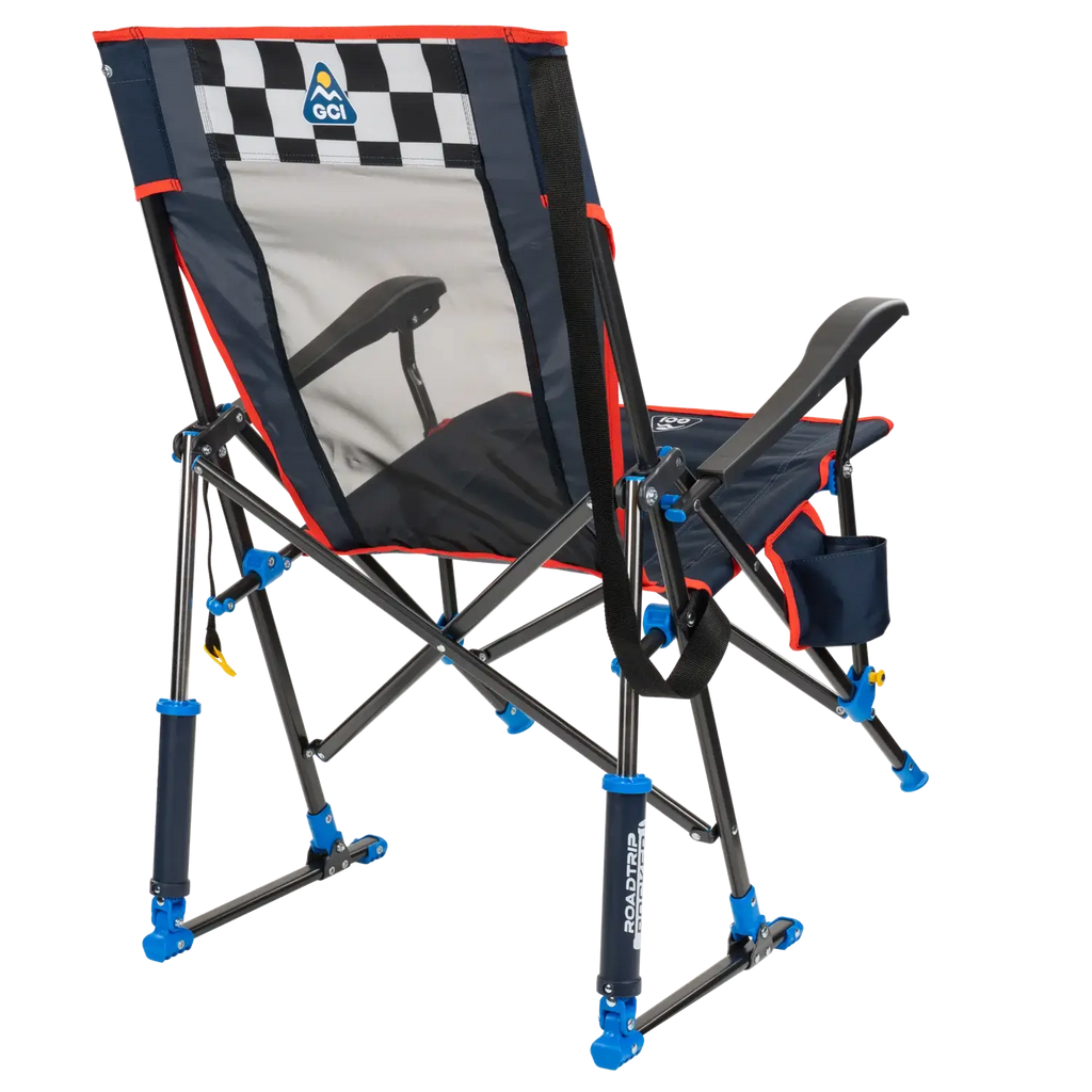 Luxury Camp RoadTrip Rocker - NASCAR For Him - Choice 453 - Heavy-Duty Kickback Rocker with Beverage Holder Detail