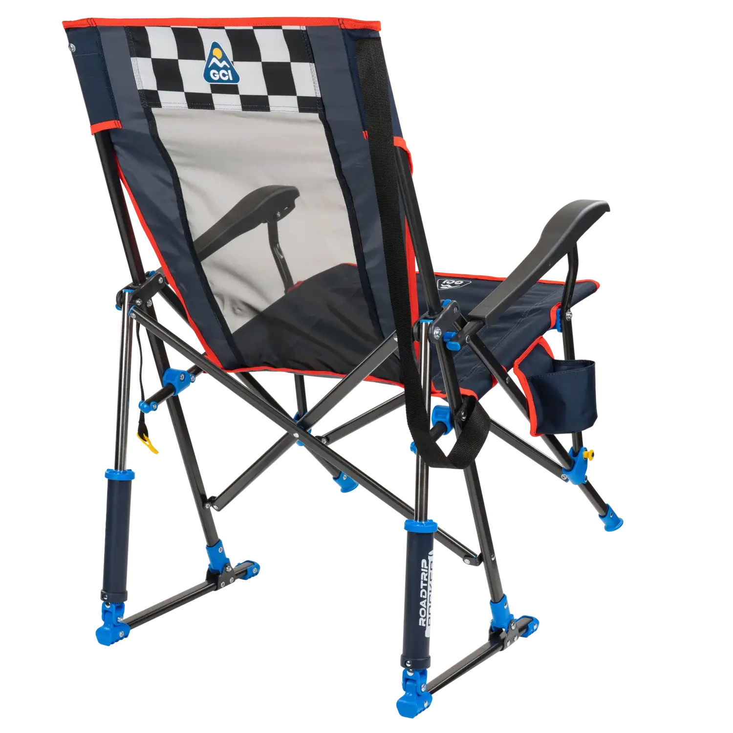 Luxury Camp RoadTrip Rocker - NASCAR For Him - Choice 453 - Heavy-Duty Kickback Rocker with Beverage Holder Detail