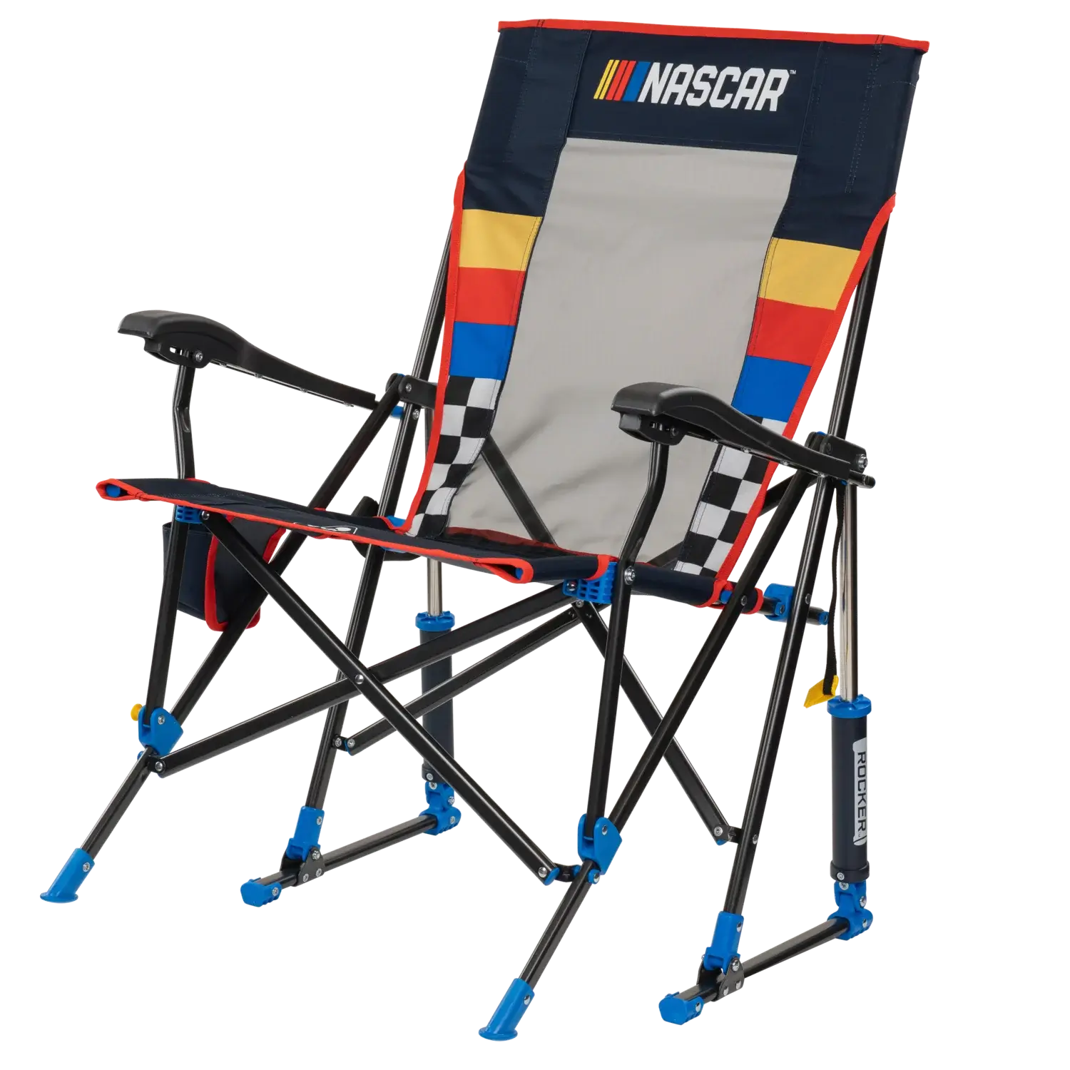 Luxury Camp RoadTrip Rocker - NASCAR For Him - Choice 453 - Heavy-Duty Kickback Rocker with Beverage Holder Detail