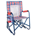Luxury Camp Stowaway Rocker with Storage Pouch - Choice 573 - Freestyle Rocker Portable Outdoor Folding Chair - Patriotic Plaid