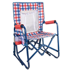Luxury Camp Stowaway Rocker with Storage Pouch - Choice 573 - Freestyle Rocker Portable Outdoor Folding Chair - Patriotic Plaid