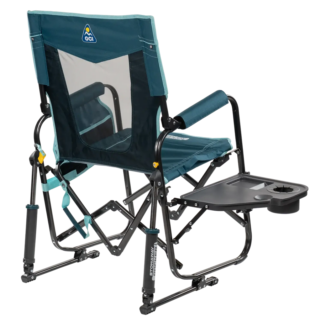 Premium All-Weather Stowaway Rocker with Side Table - Choice 253 - RoadTrip Rocker Smooth Motion Camp Chair Detail