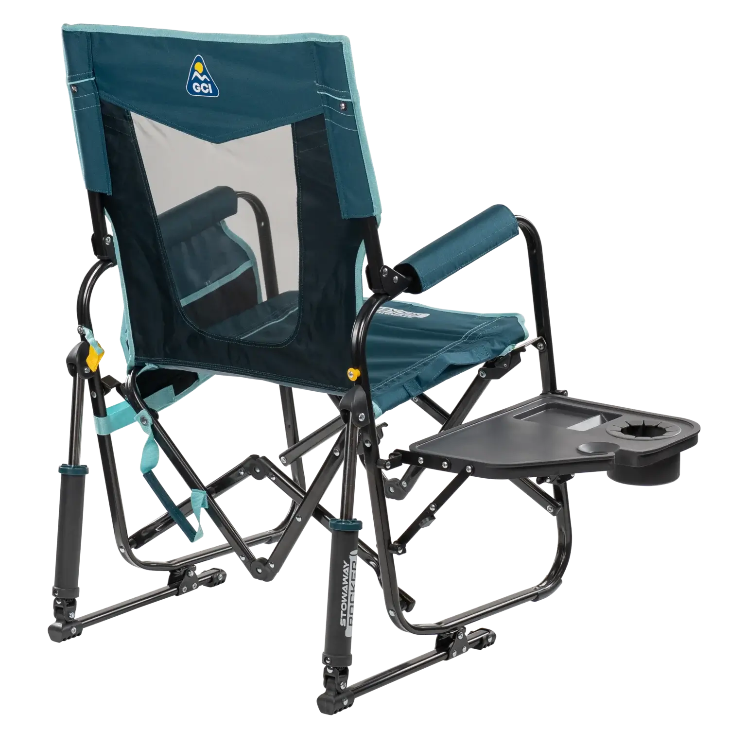 Premium All-Weather Stowaway Rocker with Side Table - Choice 253 - RoadTrip Rocker Smooth Motion Camp Chair Detail