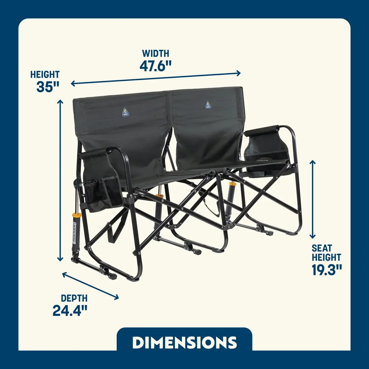 Smooth Motion Tandem Rocker - Choice 227 - RoadTrip Rocker Smooth Motion Camp Chair Detail
